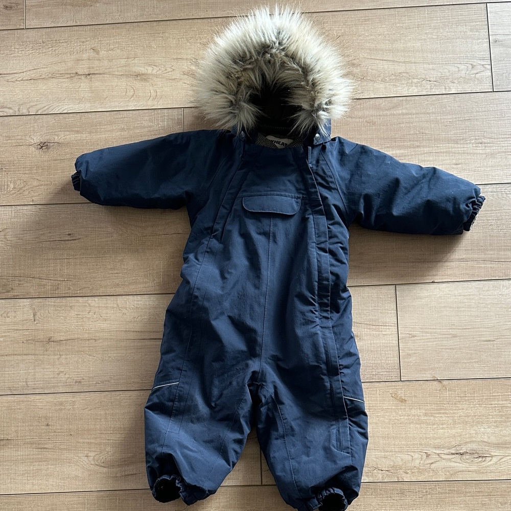 Wheat Kids Navy Kids Snowsuit with Faux Fur Trim 12m Size